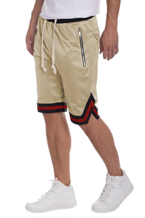 STRIPED BAND SOLID BASKETBALL SHORTS-Teresa's Fashionista LLC