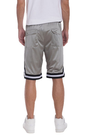 STRIPED BAND SOLID BASKETBALL SHORTS-Teresa's Fashionista LLC