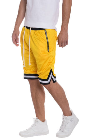 STRIPED BAND SOLID BASKETBALL SHORTS-Teresa's Fashionista LLC