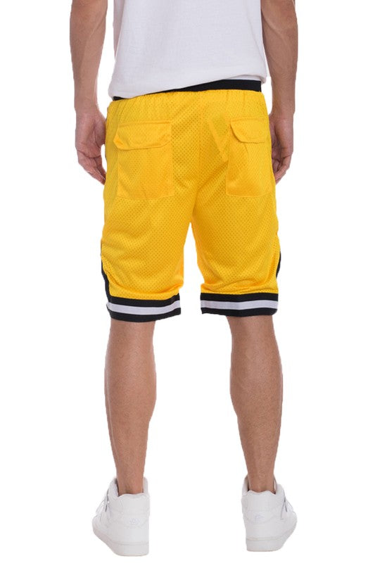 STRIPED BAND SOLID BASKETBALL SHORTS-Teresa's Fashionista LLC