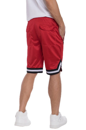 STRIPED BAND SOLID BASKETBALL SHORTS-Teresa's Fashionista LLC