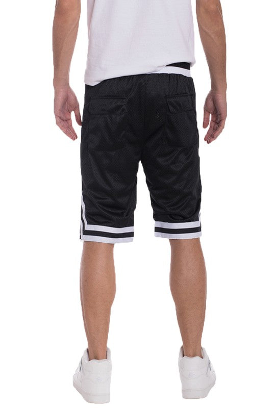 STRIPED BAND SOLID BASKETBALL SHORTS-Teresa's Fashionista LLC