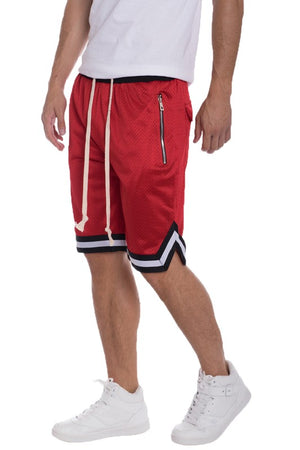 STRIPED BAND SOLID BASKETBALL SHORTS-Teresa's Fashionista LLC