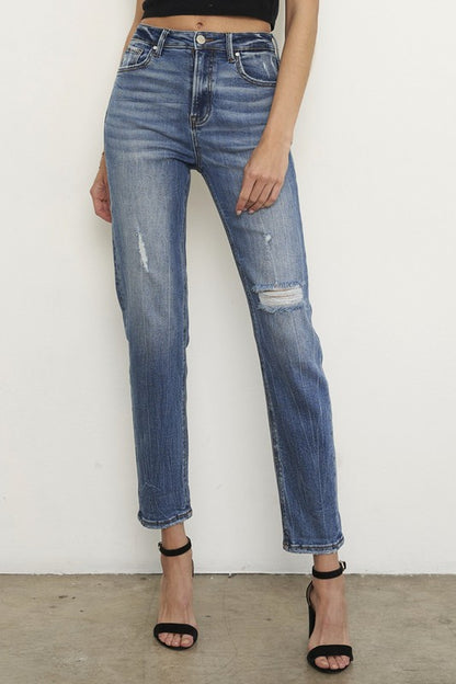 HIGH RISE GIRLFIRNED JEANS - Teresa's Fashionista LLC