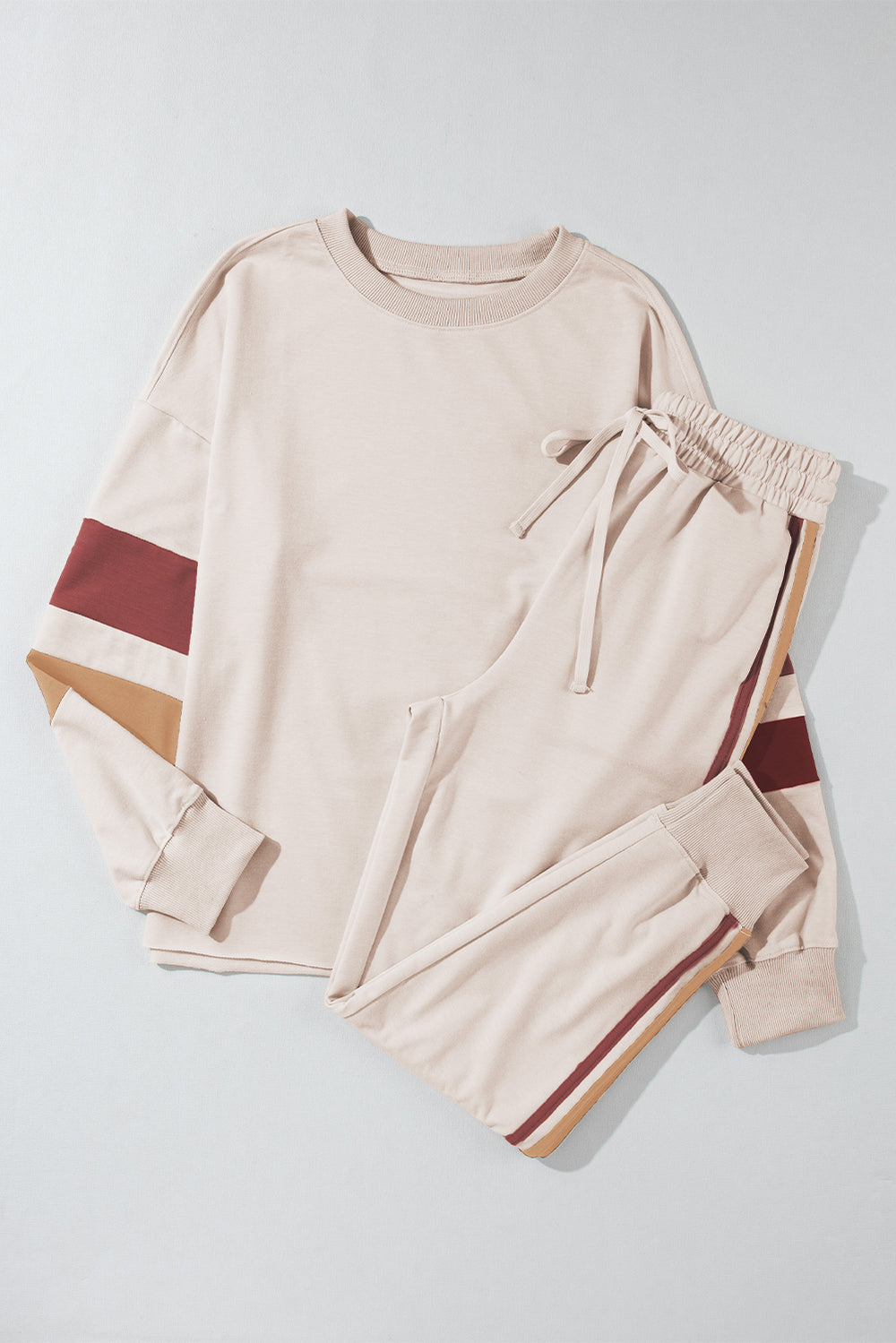 Striped Round Neck Sweatshirt and Drawstring Joggers Set-Teresa's Fashionista LLC
