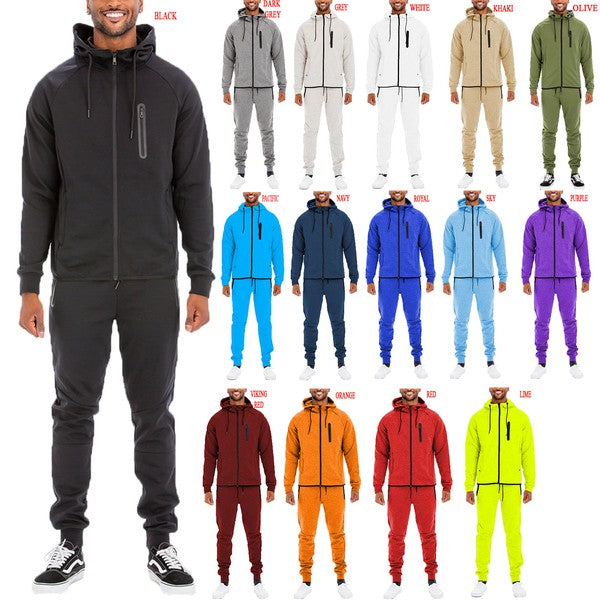 Mens Full Zip Sweat Pant Sweat Set-Teresa's Fashionista LLC