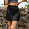Drawstring Straight Hem Denim Mini Skirt with Pocket-Teresa's Fashionista LLC