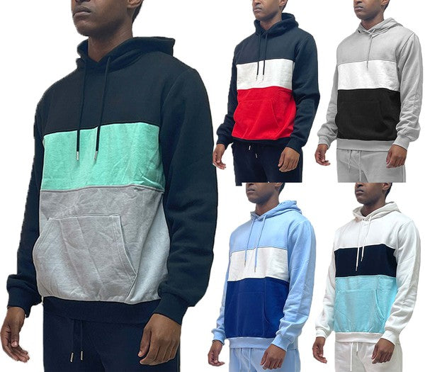 COLOR BLOCK PULLOVER HOODIE-Teresa&#39;s Fashionista LLC