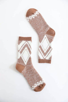 Faux Mohair Diamond Pattern Socks-Teresa's Fashionista LLC