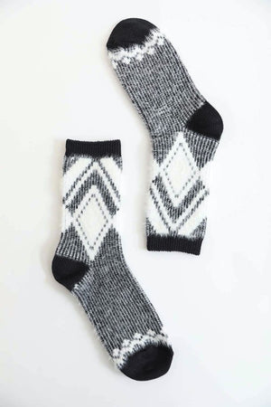Faux Mohair Diamond Pattern Socks-Teresa's Fashionista LLC
