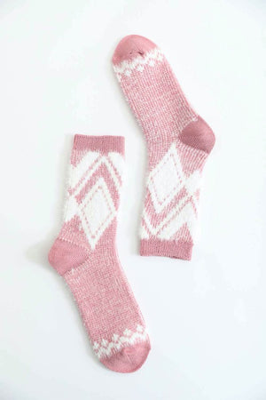 Faux Mohair Diamond Pattern Socks-Teresa's Fashionista LLC