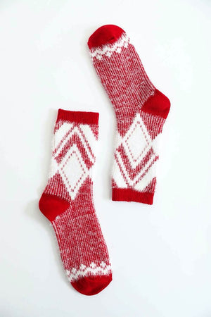 Faux Mohair Diamond Pattern Socks-Teresa's Fashionista LLC