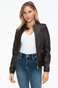 Snobbish PU Leather Biker Jacket with Side Zip Pockets - Teresa's Fashionista LLC