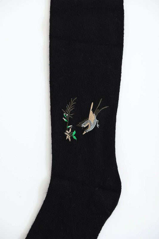 Hummingbird Wool Knee High Socks-Teresa's Fashionista LLC