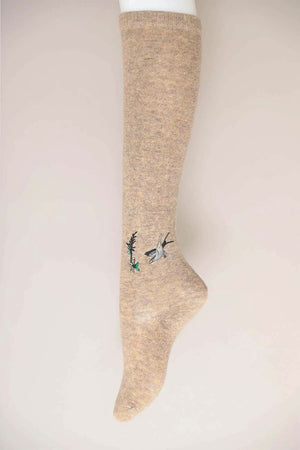 Hummingbird Wool Knee High Socks-Teresa's Fashionista LLC