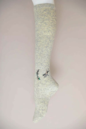 Hummingbird Wool Knee High Socks-Teresa's Fashionista LLC