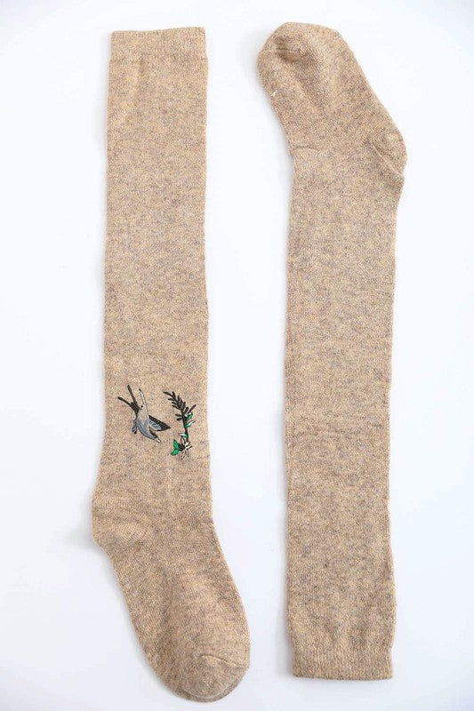Hummingbird Wool Knee High Socks-Teresa's Fashionista LLC