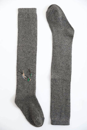 Hummingbird Wool Knee High Socks-Teresa's Fashionista LLC