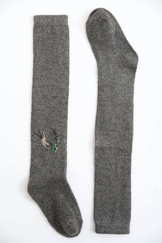 Hummingbird Wool Knee High Socks-Teresa's Fashionista LLC