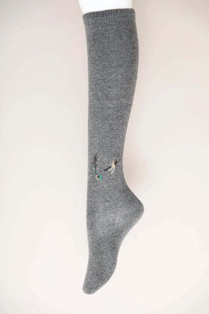 Hummingbird Wool Knee High Socks-Teresa's Fashionista LLC