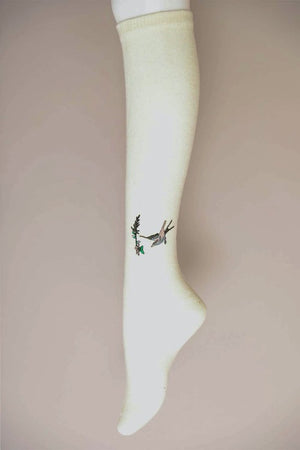 Hummingbird Wool Knee High Socks-Teresa's Fashionista LLC