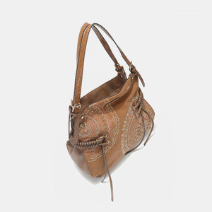 Nicole Lee USA Side Braided Tassel Inlaid Rhinestone Embroidery Hobo Bag-Teresa's Fashionista LLC