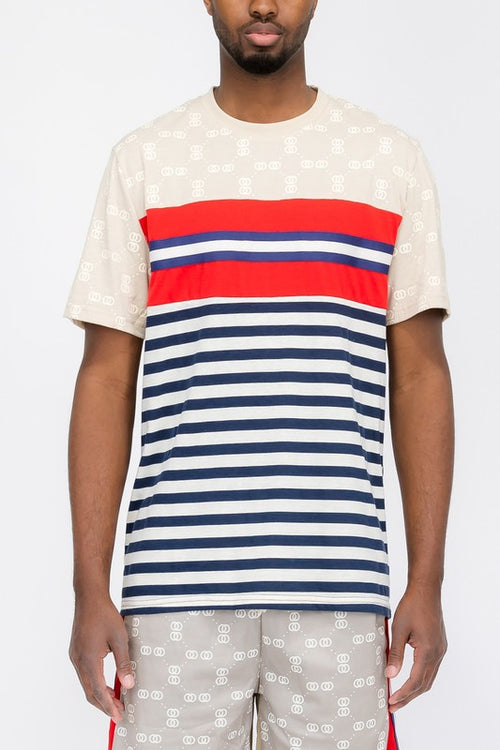 CHAIN LINK PRINT SHORT SLEEVE TSHIRT-Teresa's Fashionista LLC