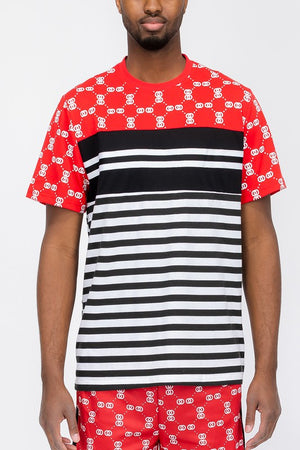 CHAIN LINK PRINT SHORT SLEEVE TSHIRT-Teresa's Fashionista LLC