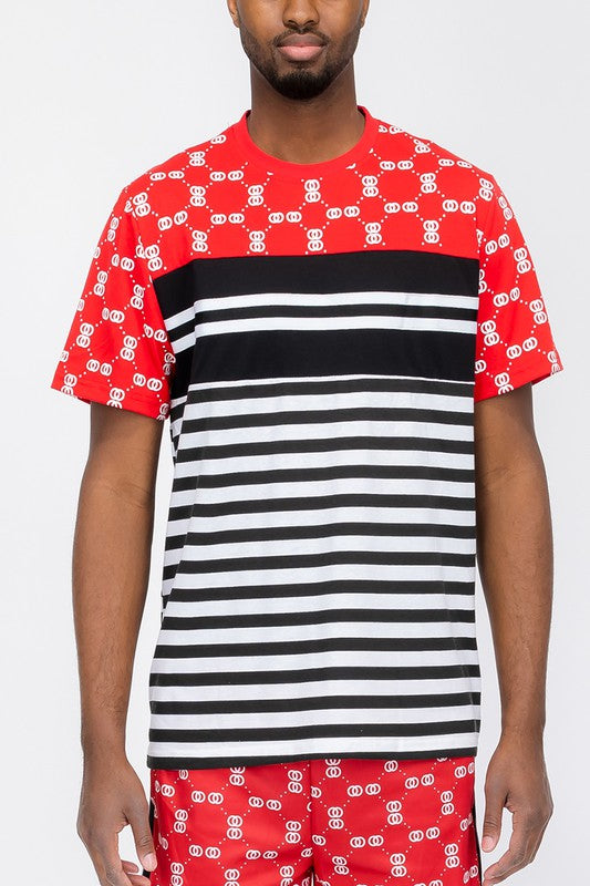 CHAIN LINK PRINT SHORT SLEEVE TSHIRT-Teresa's Fashionista LLC