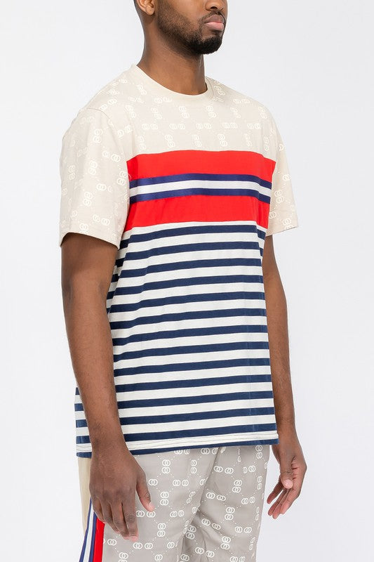 CHAIN LINK PRINT SHORT SLEEVE TSHIRT-Teresa's Fashionista LLC