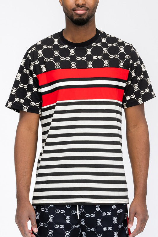 CHAIN LINK PRINT SHORT SLEEVE TSHIRT-Teresa's Fashionista LLC