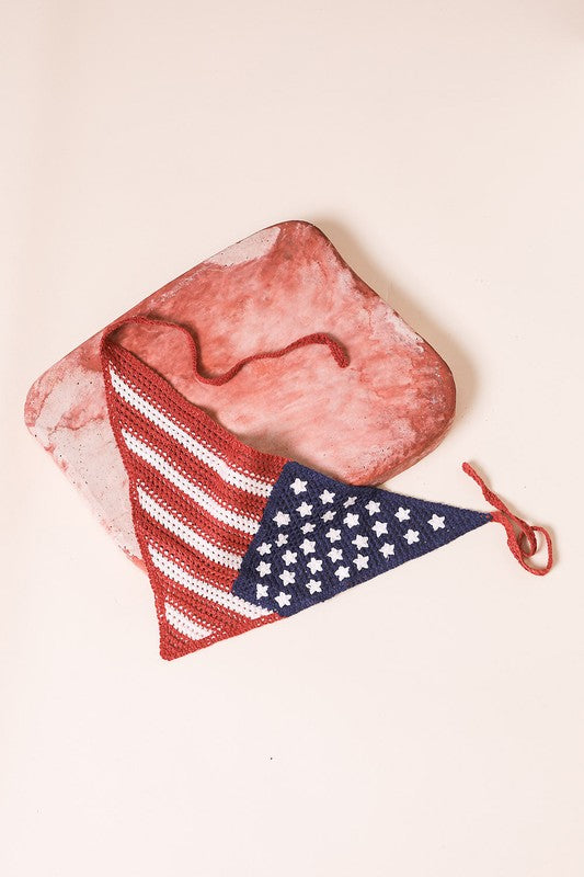 Crochet American Flag Hair Bandana - Teresa's Fashionista LLC