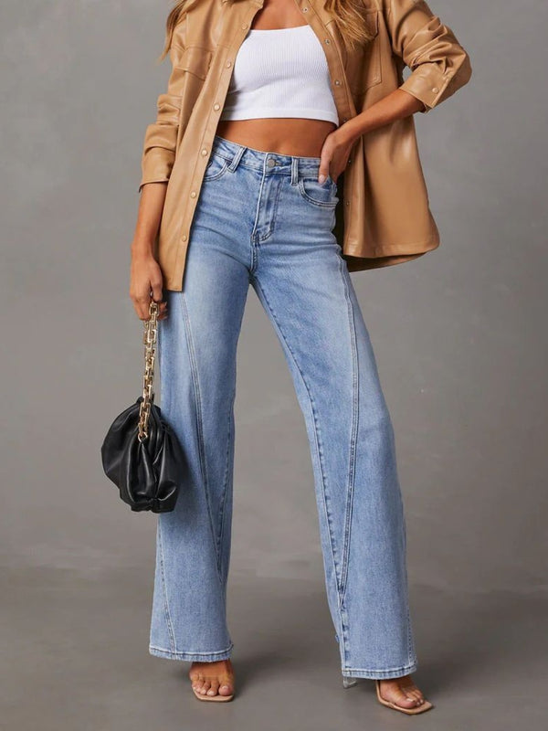 High Waist Straight Jeans with Pockets - Teresa's Fashionista LLC