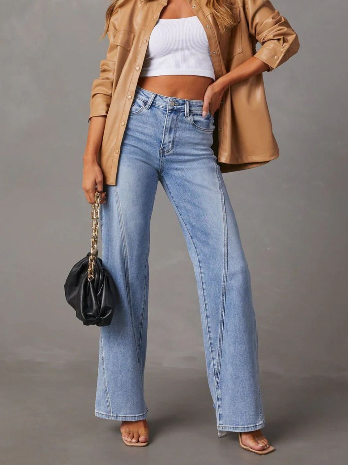 High Waist Straight Jeans with Pockets - Teresa's Fashionista LLC