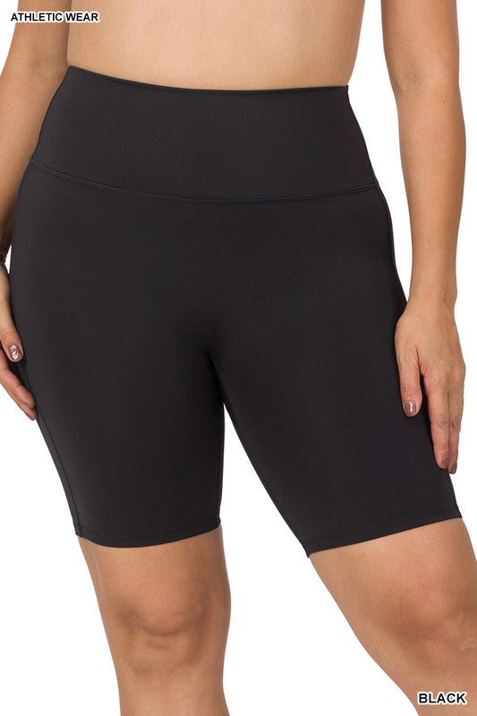Plus Athletic High Rise Biker Shorts-Teresa&#39;s Fashionista LLC