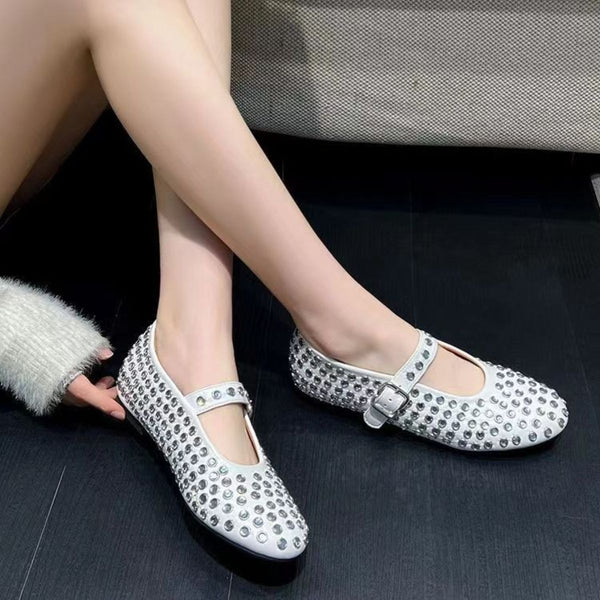 PU Leather Studded Flat Loafers-Teresa's Fashionista LLC