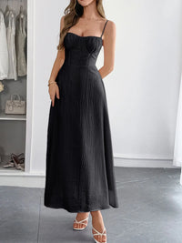 Texture Sweetheart Neck Backless Cami Dress