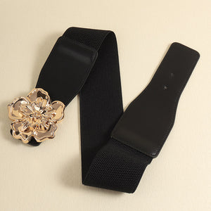 Flower Alloy Buckle Elastic Belt-Teresa's Fashionista LLC