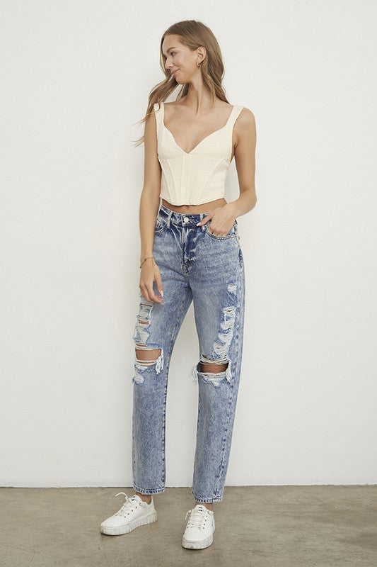 SLIM BOYFRIEND JEANS - Teresa's Fashionista LLC