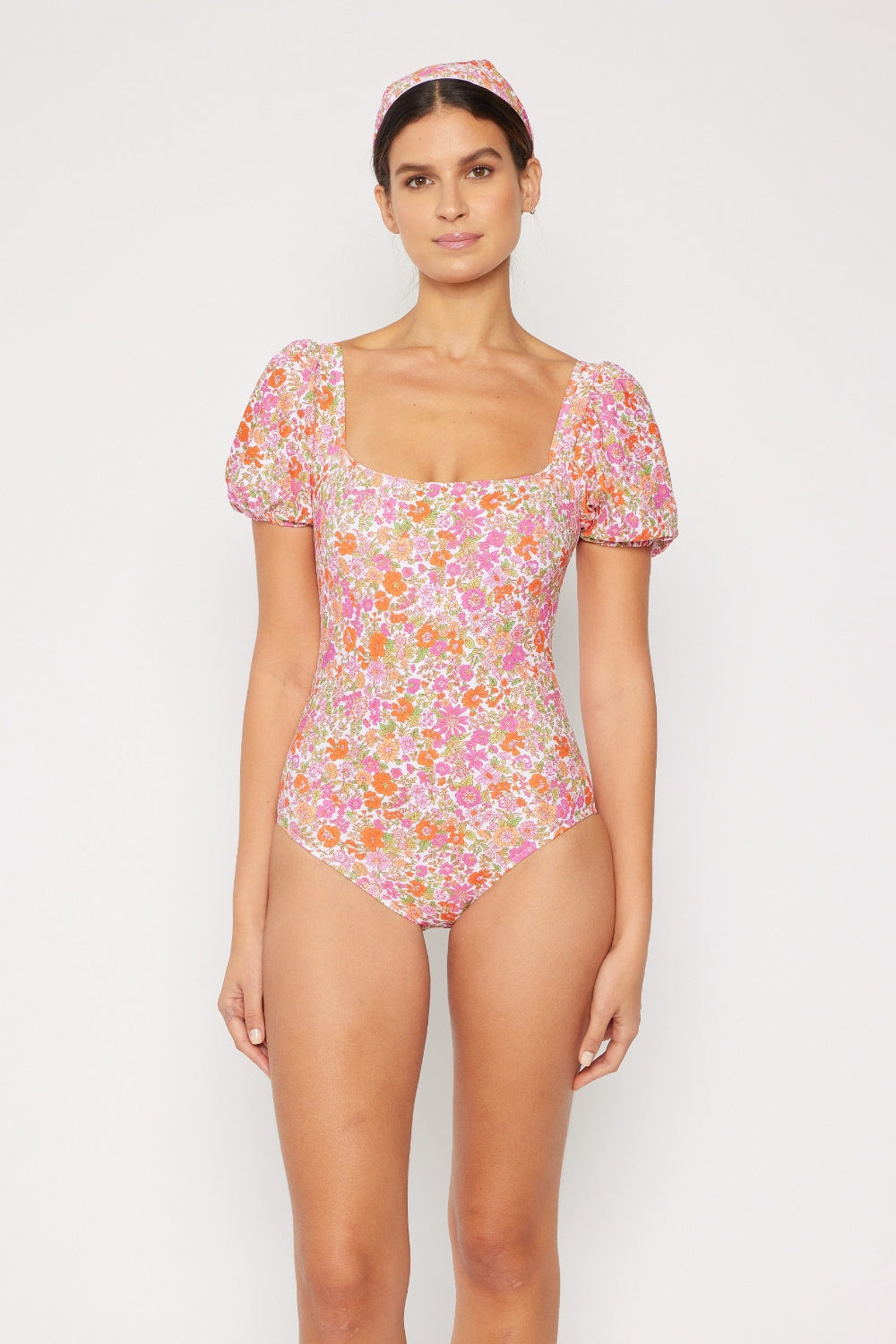 Marina West Swim Floral Puff Sleeve One-Piece-Teresa's Fashionista LLC