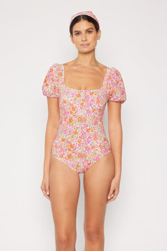 Marina West Swim Floral Puff Sleeve One-Piece-Teresa's Fashionista LLC