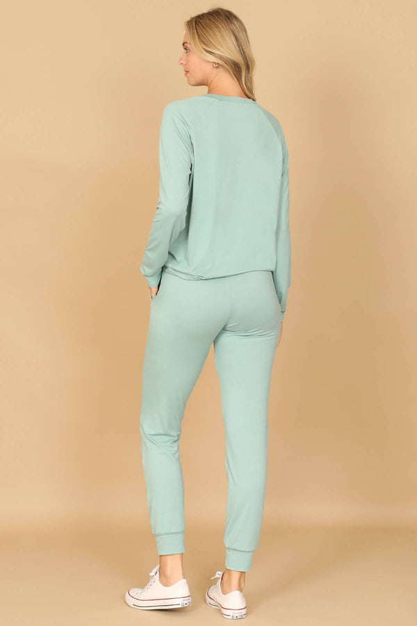 YMP40001V-SOLID LONG SLEEVE TOP AND JOGGERS SET