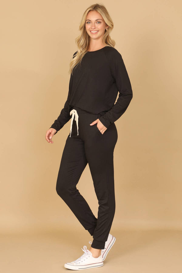 YMP40001V-SOLID LONG SLEEVE TOP AND JOGGERS SET