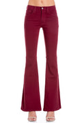 high waist flare denim pants chocolate - Teresa's Fashionista LLC