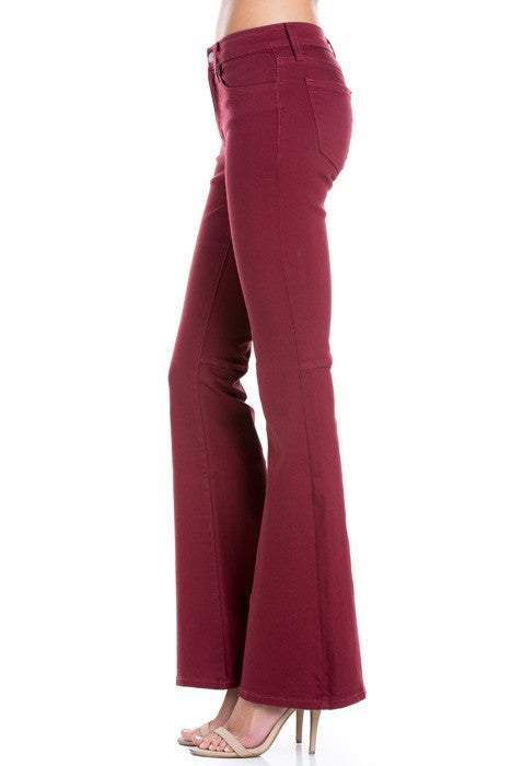 high waist flare denim pants chocolate - Teresa's Fashionista LLC