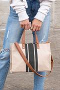Canvas Stripe Tote-Teresa's Fashionista LLC