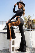 Black Bell Bottom Jean with Side Fringe - Teresa's Fashionista LLC