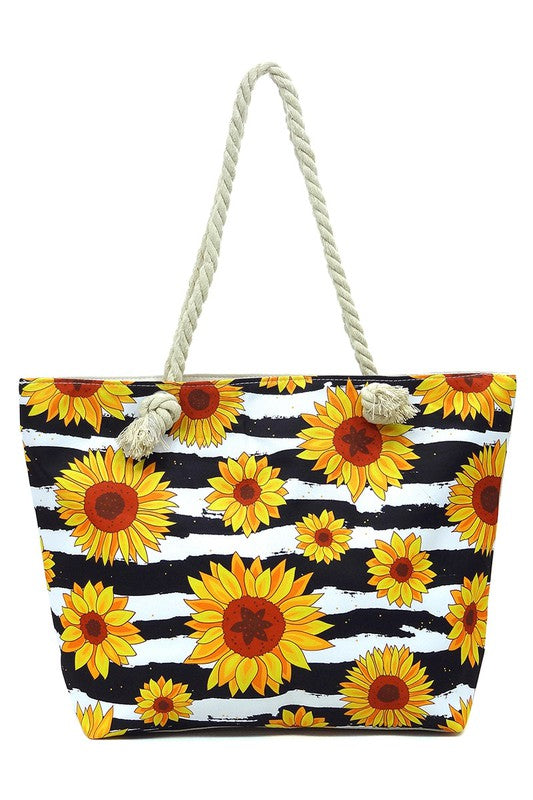 Sunflowers Canvas Beach Tote-Teresa's Fashionista LLC