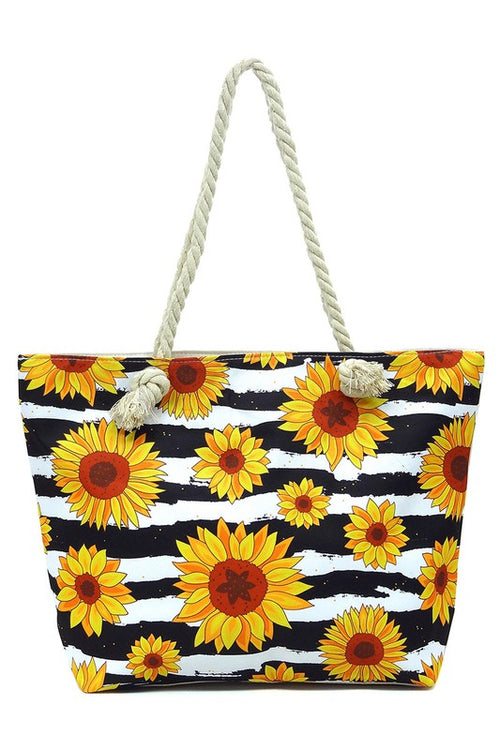 Sunflowers Canvas Beach Tote-Teresa's Fashionista LLC