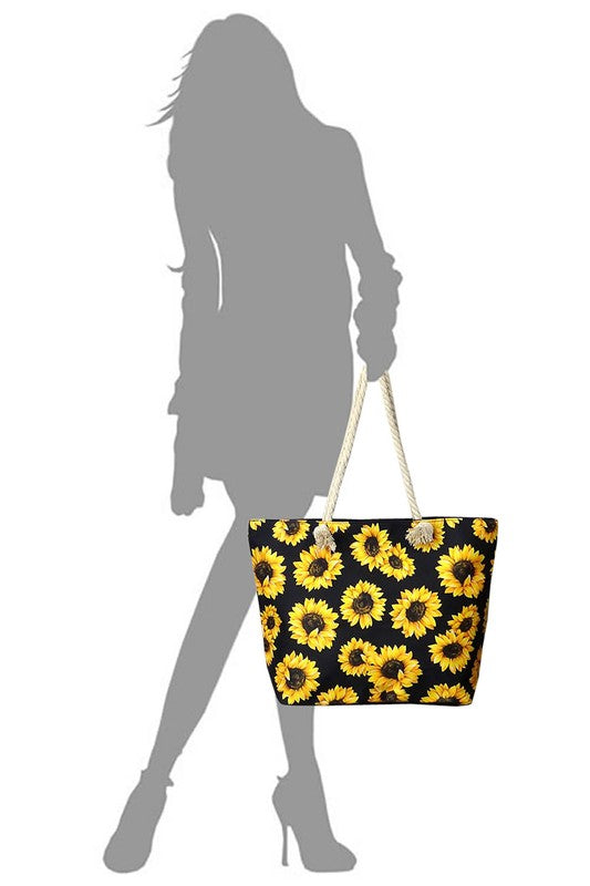 Sunflowers Canvas Beach Tote-Teresa's Fashionista LLC